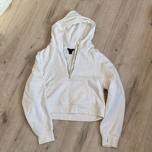 Cozy White Half-Zip Hoodie for Women